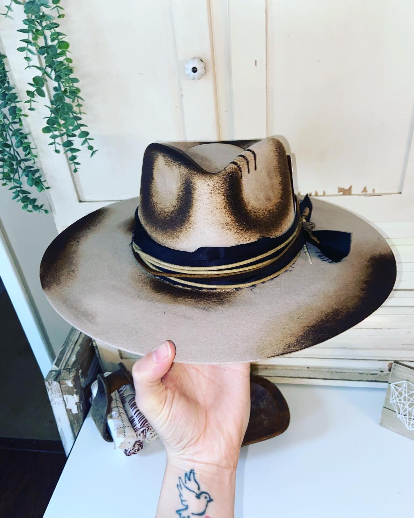 Black Burned Outlaw, Cowboy Hat, Distressed hat, Western Hat